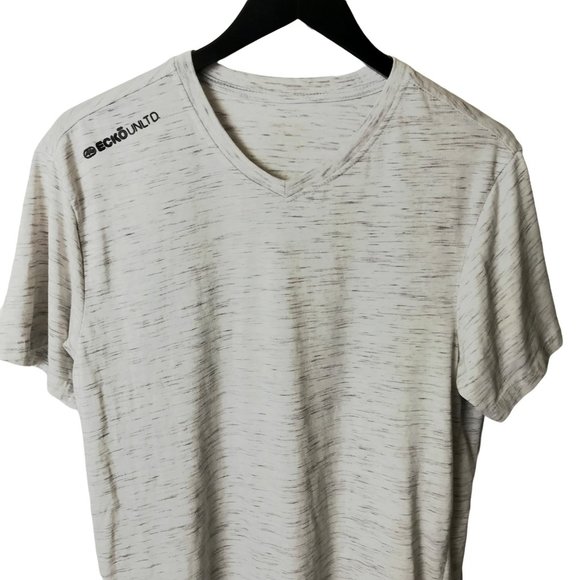 Ecko Unltd T Shirt V-Neck Graphic Tee Short Sleeve Cotton Solid Logo Print Gray - Picture 1 of 6